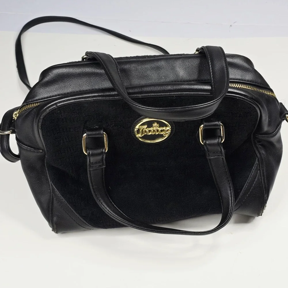 Vintage Y2K Juicy Couture Daydreamer Bag‎ Velour Pleather Purse Black Velvet